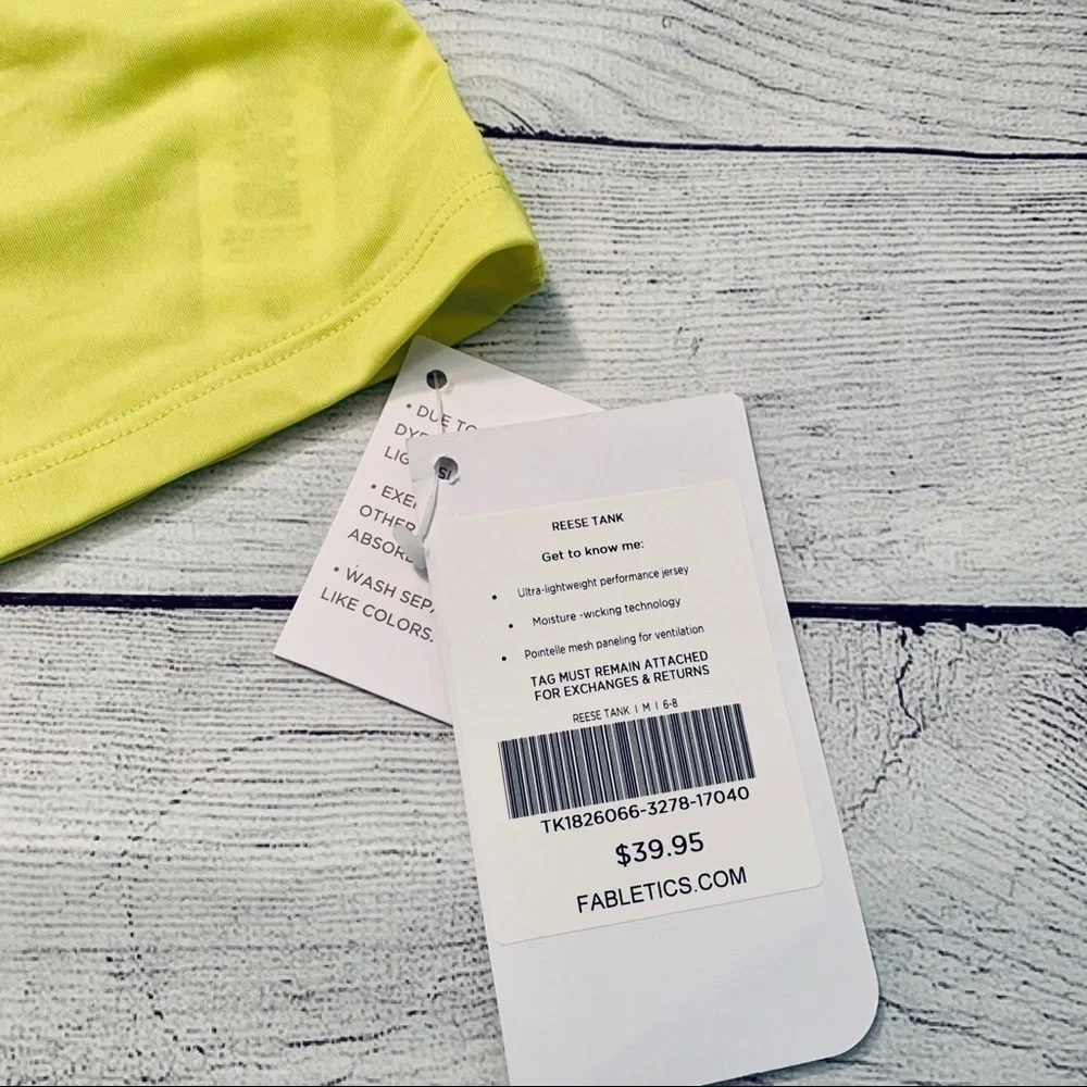 NWT Fabletics Neon Yellow Reese Tank Top - SZ M​​​​​​​​ - Picture 3 of 4